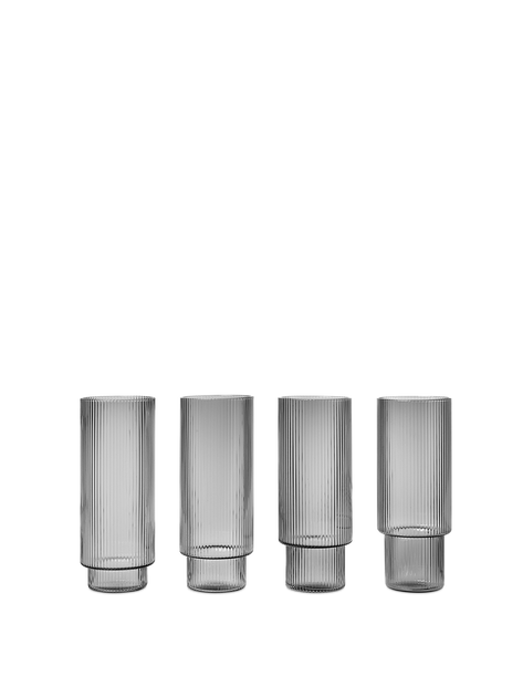 Ripple Tall Glass, Set of Four, Smoke – Be Just