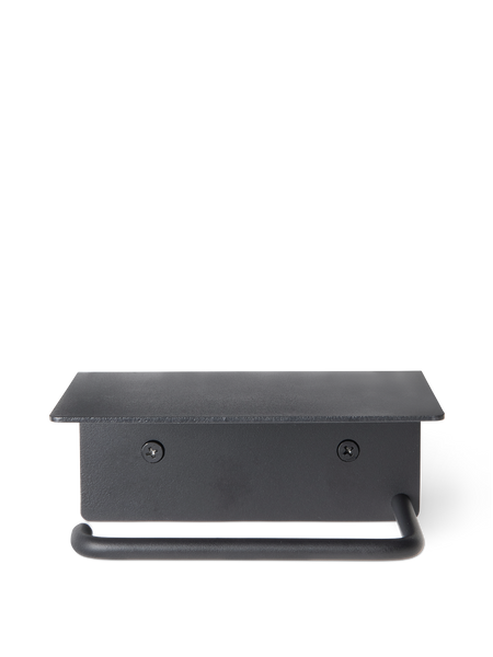Dora Toilet Paper Holder with Shelf – Black | Ferm Living