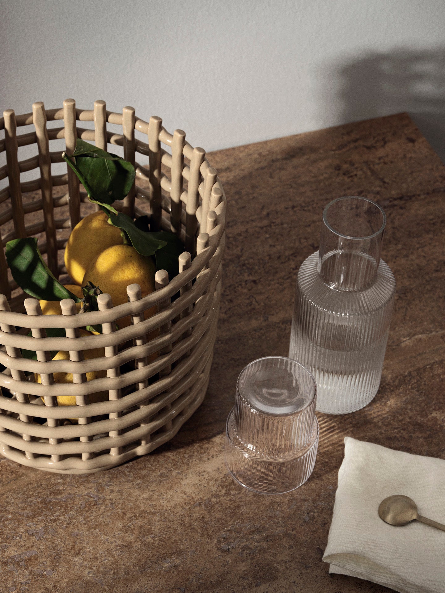 Ceramic Basket in Cashmere - Large by ferm LIVING