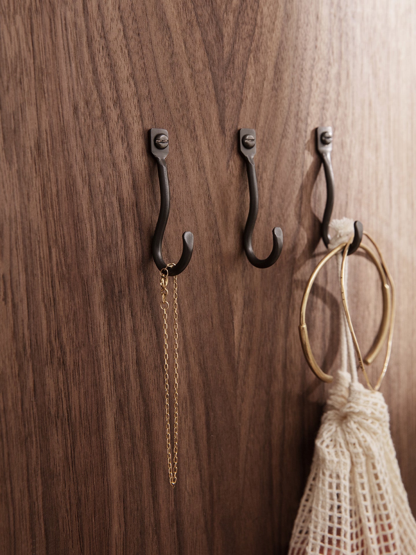 urvature Hooks - Set of 3 - Black Brass by ferm LIVING