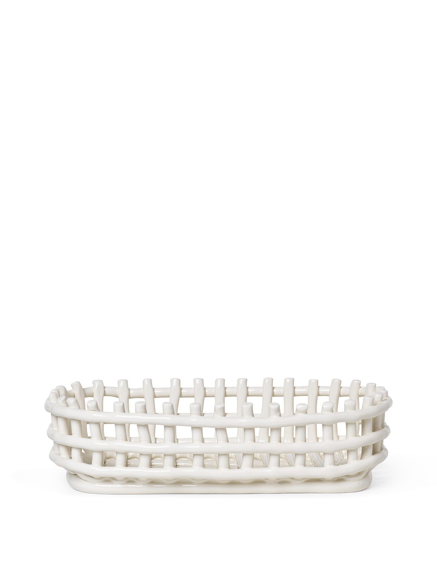 Ceramic Basket - Oval - Off White