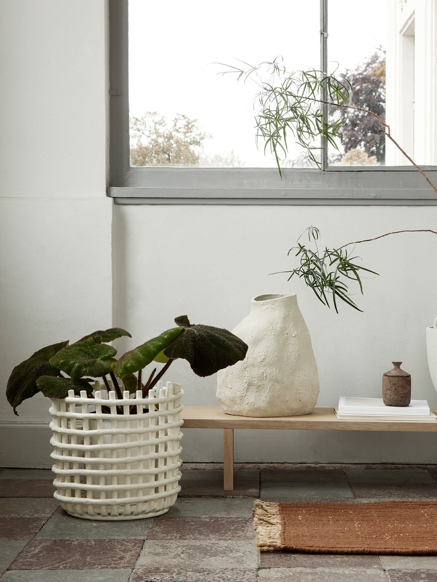 Ceramic Basket - XL in Off-White by ferm LIVING