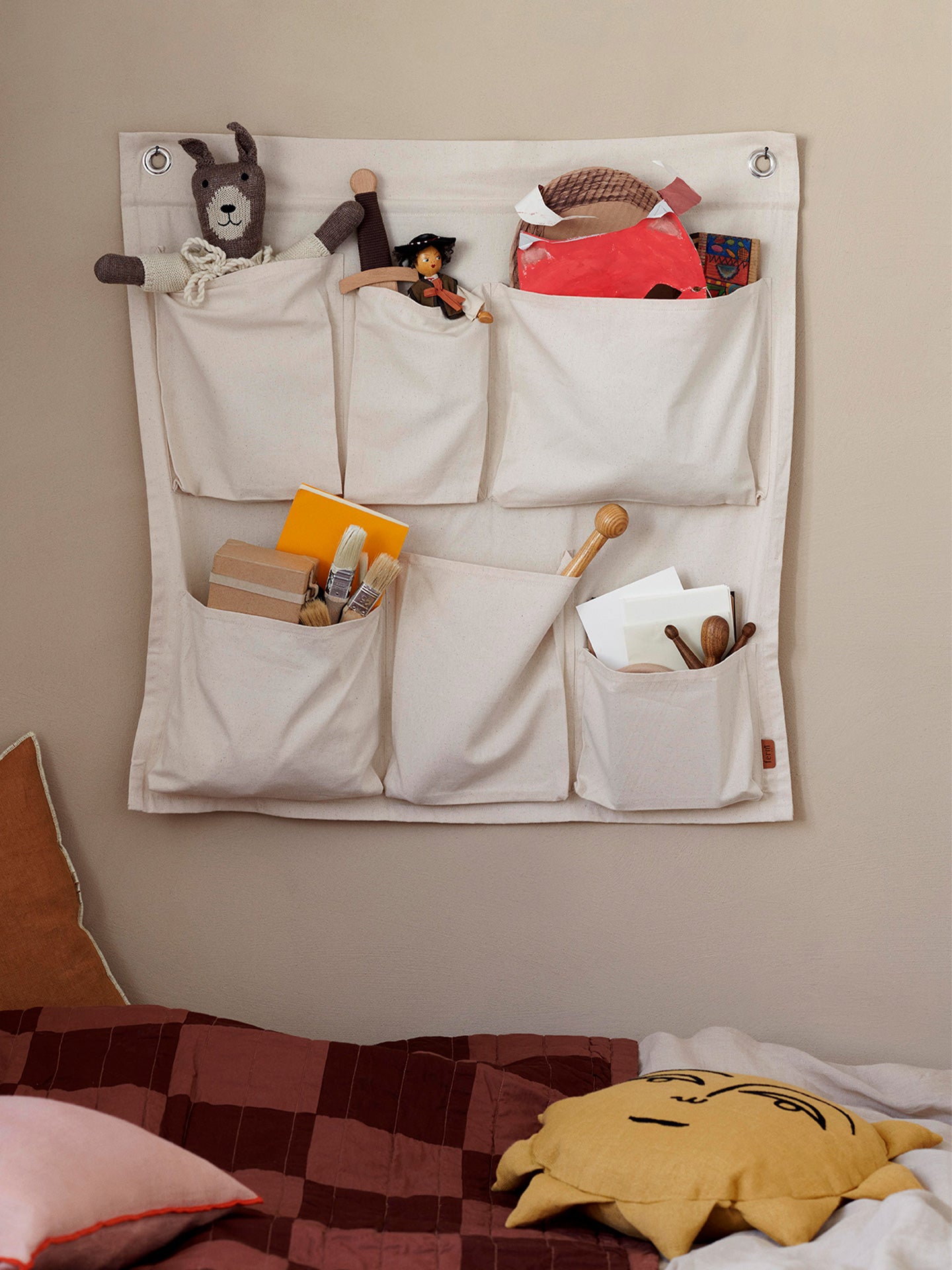 Ferm Living Canvas Wall Pockets Off White