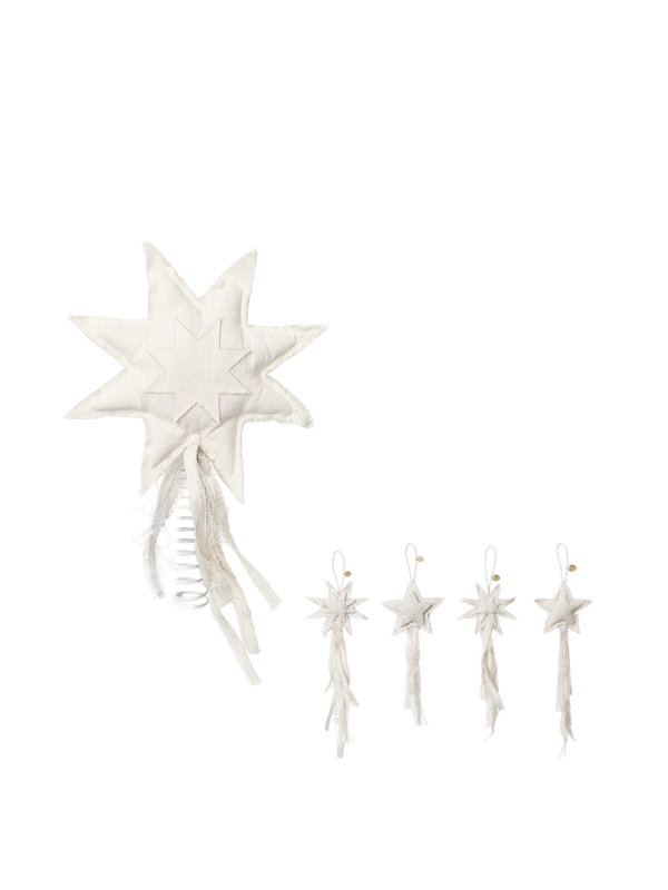 Vela Star Treetopper & Ornaments - Set of 4 - Gift Set - Natural