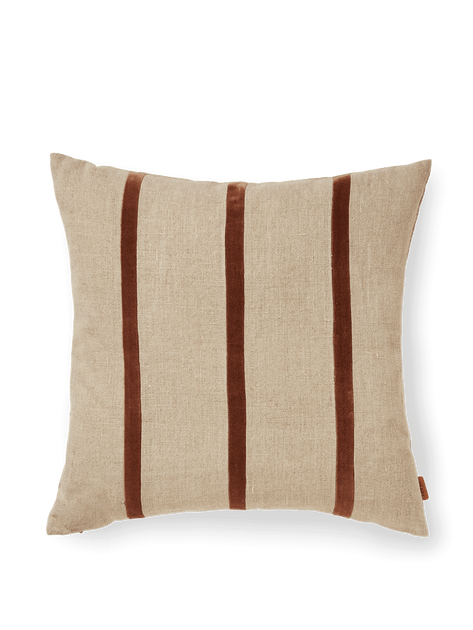 Senti Stripe Cushion - Linen/Dark Brown | ferm LIVING