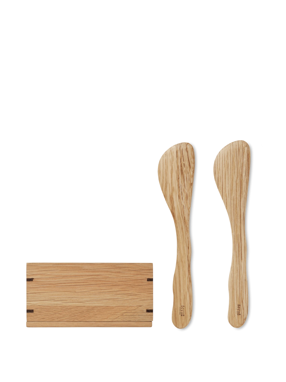 Bon Butter Box - Natural Oak & Cairn Butter Knives - Set of 2 - Oak - Gift Set