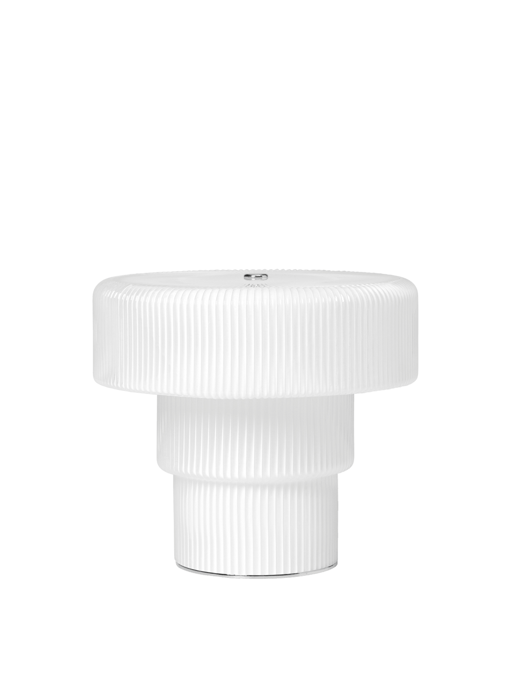 Ripple Portable Lamp large in white, tiered ribbed shade