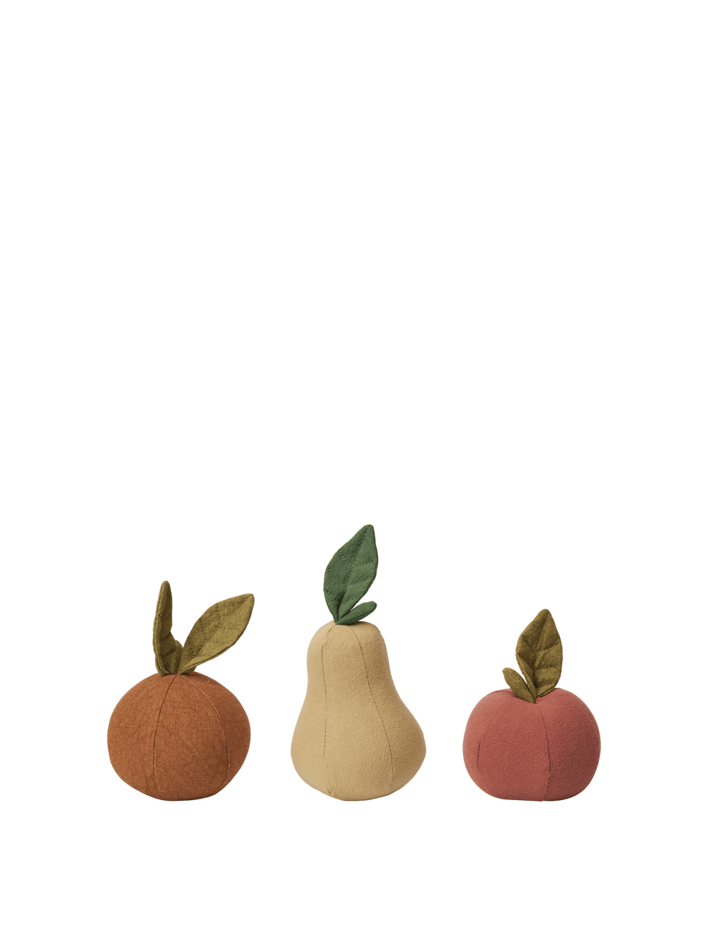 Edi Play Fruits set of 3 in multi, soft orange, pear and apple with leaves