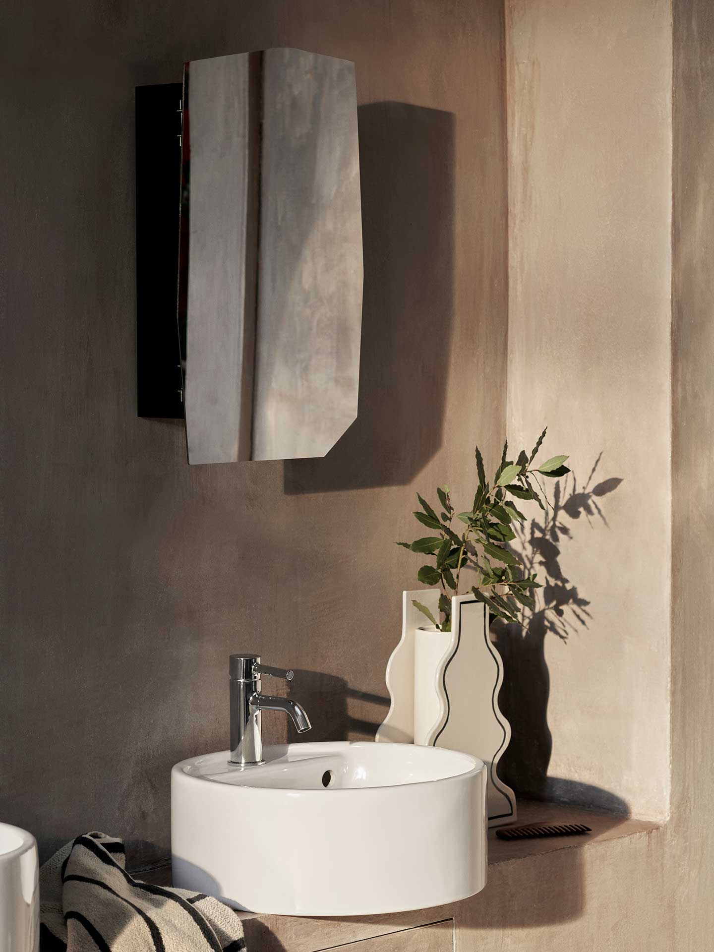 Beautiful and asymmetrical mirror cabinet → FermLiving.dk – Ferm