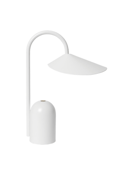 Arum Portable Lamp in white with curved stem and tilted shade