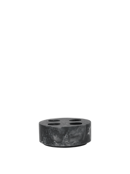 Mist Toothbrush Holder in charcoal, round marbled holder with four openings