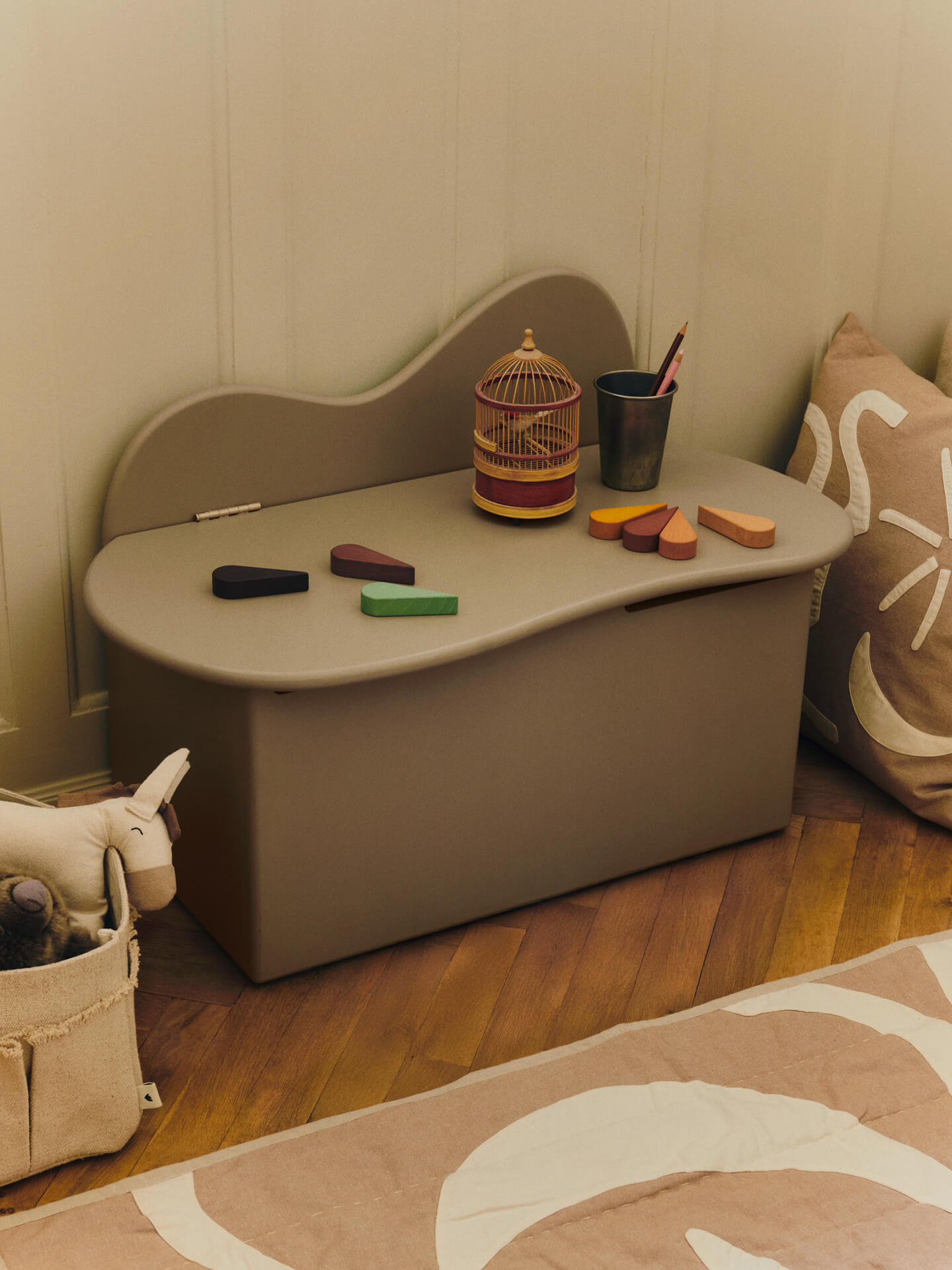 Beautiful storage bench for the kids' room → FermLiving.com