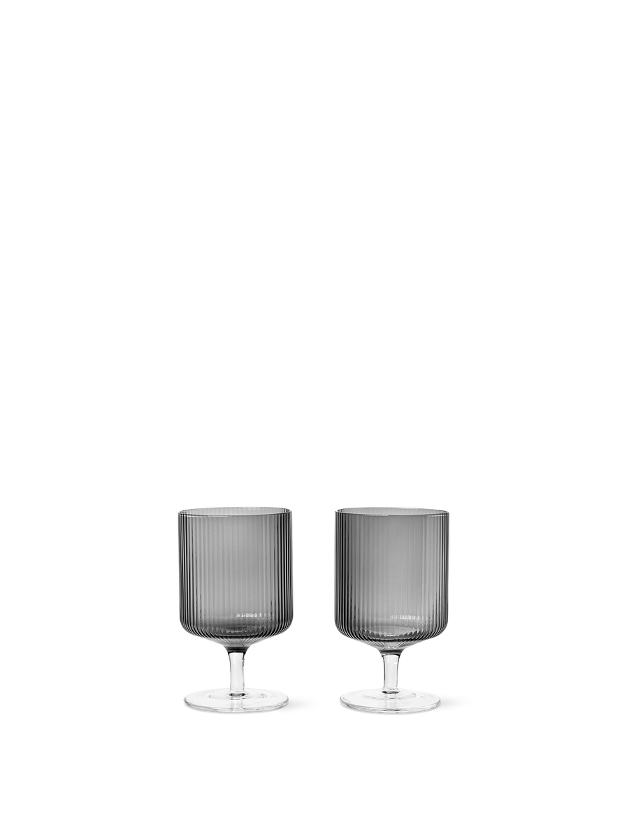 Ripple wine glass in smoked glass | Set of 2 | Ferm Living