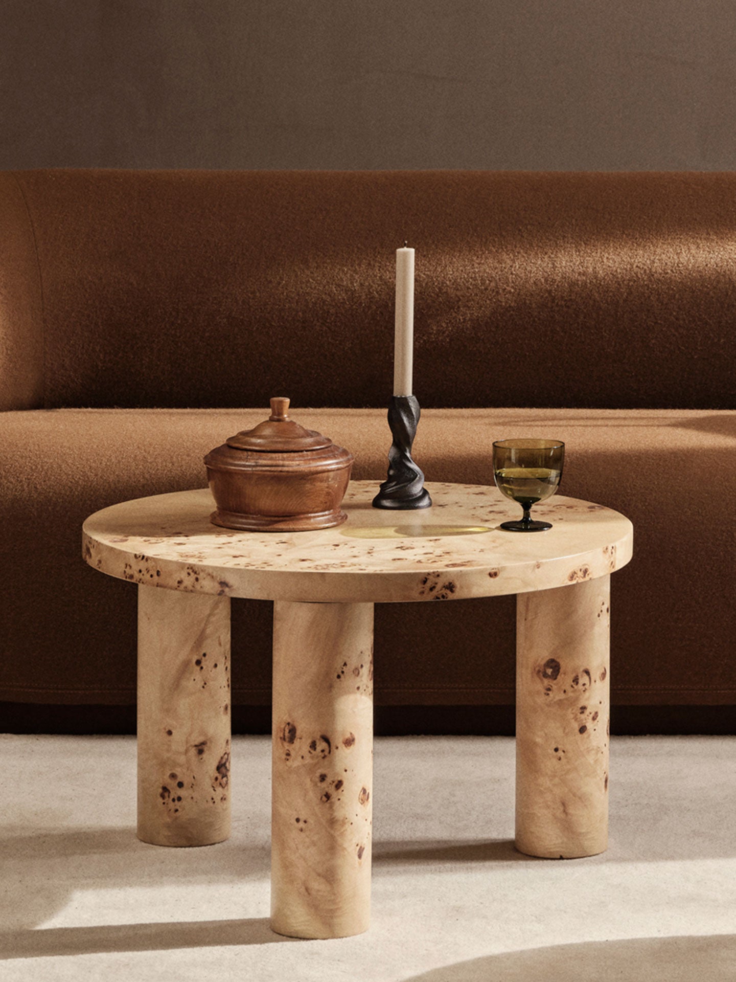 Post Coffee Table - Small - Poplar Burl Veneer | Ferm Living