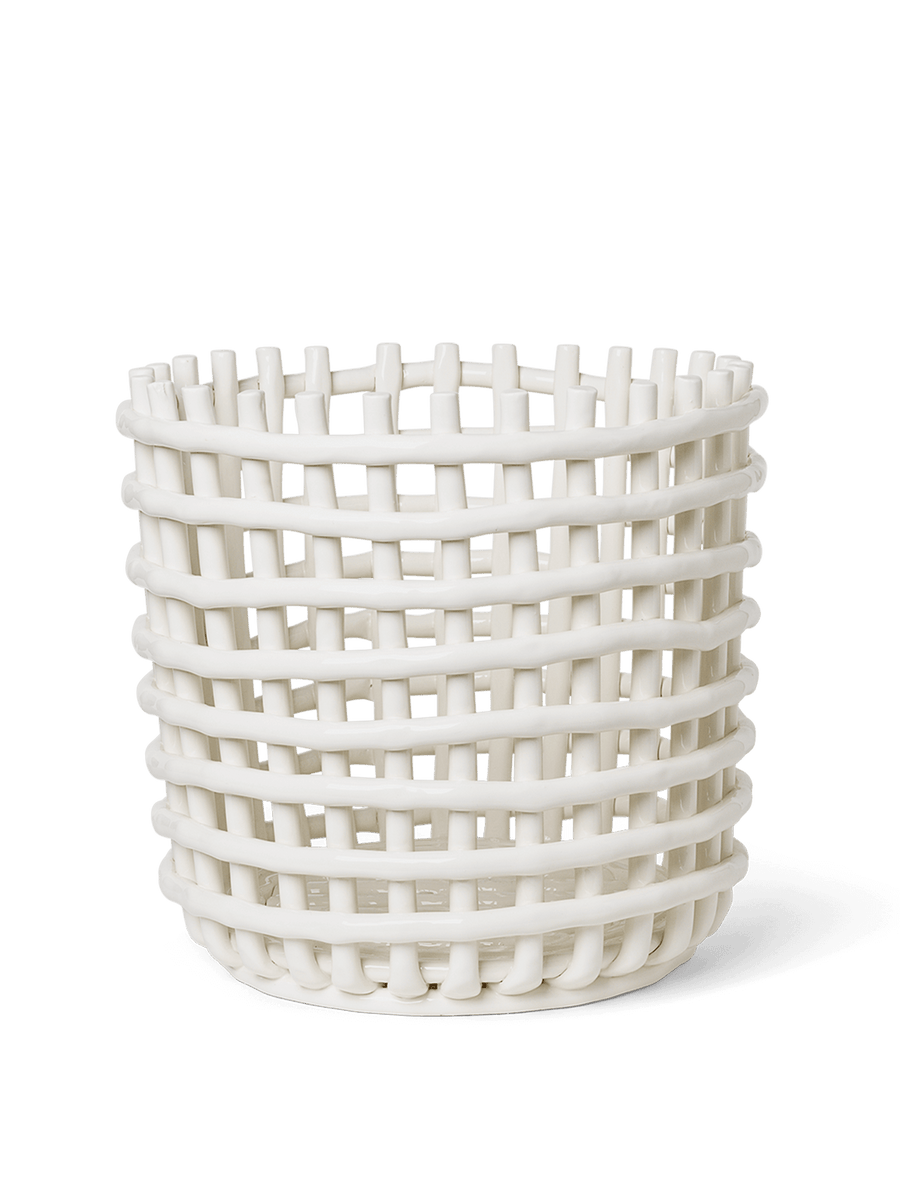 Ceramic Basket - XL in Off-White by Ferm Living Ceramic Basket - XL in Off-White by Ferm Living