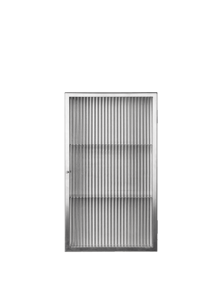 Haze Wall Cabinet - Reeded Glass - Brushed Stainless Steel – Ferm