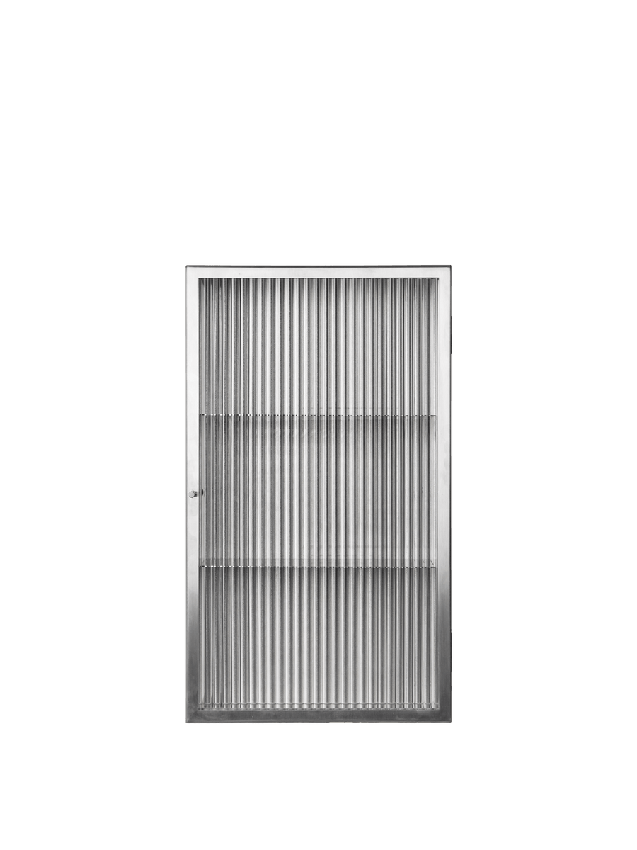 Haze Wall Cabinet - Reeded Glass - Brushed Stainless Steel – Ferm