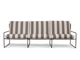 Desert 3-seater in black with chocolate striped cushions