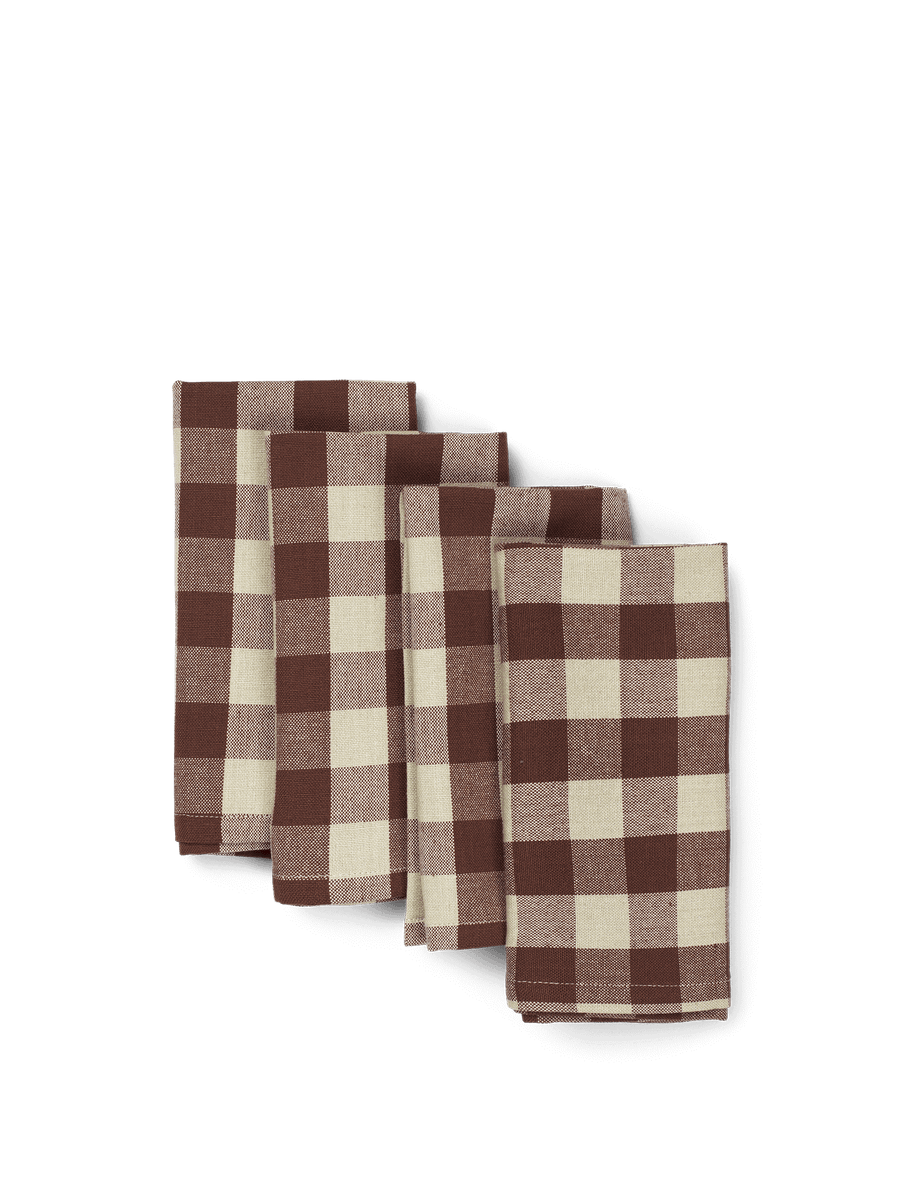 Bothy Check Napkins - Set of 4 - Cinnamon/Grey Green