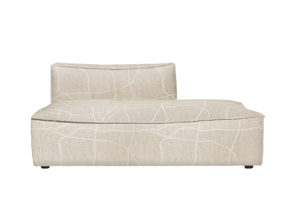Catena Sofa Open End Right in Can Lis Sand/Off-White with line-patterned upholstery