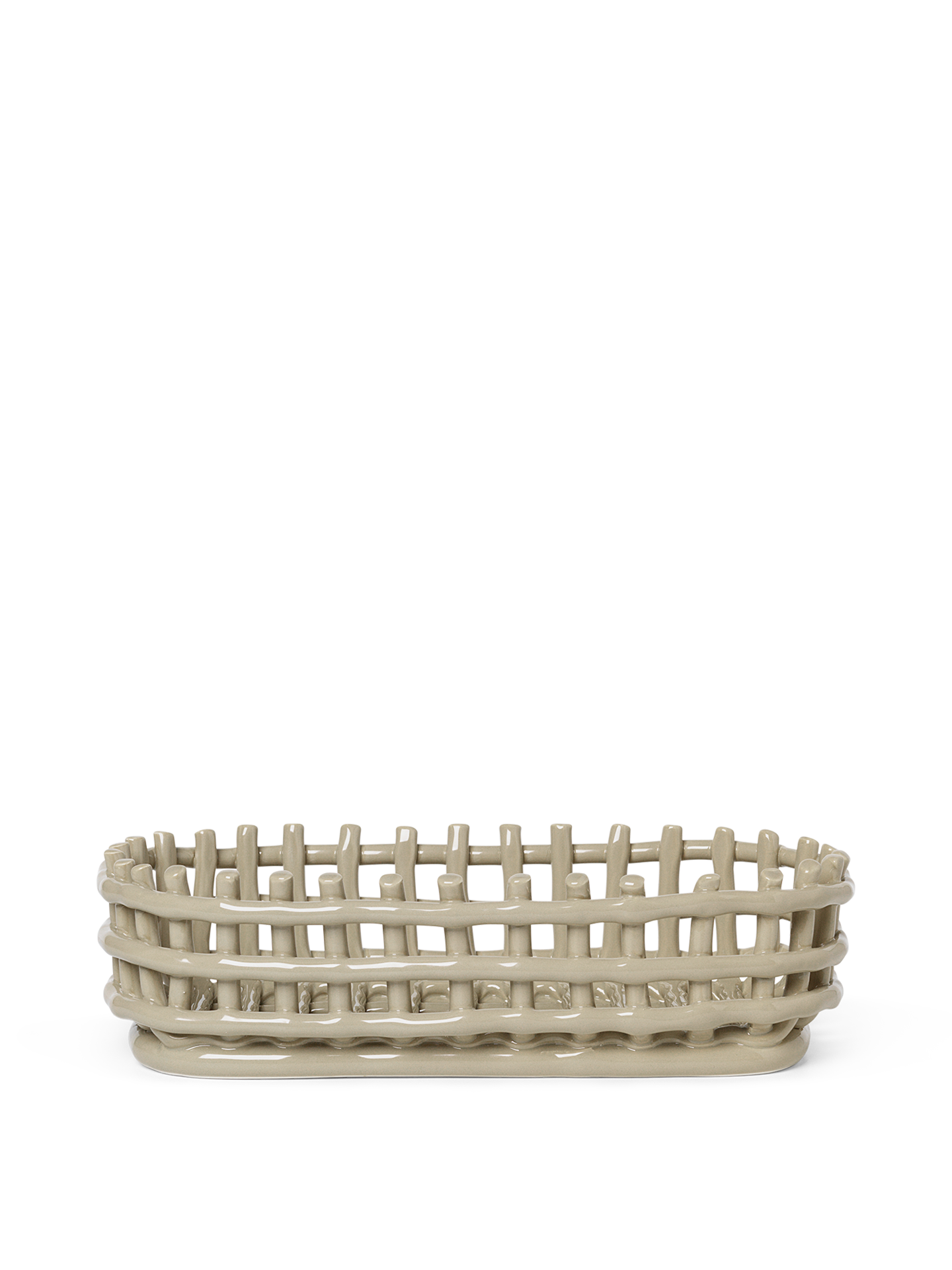 Ceramic Basket - Oval in Off-White by Ferm Living Ceramic Basket - Oval in Off-White by Ferm Living