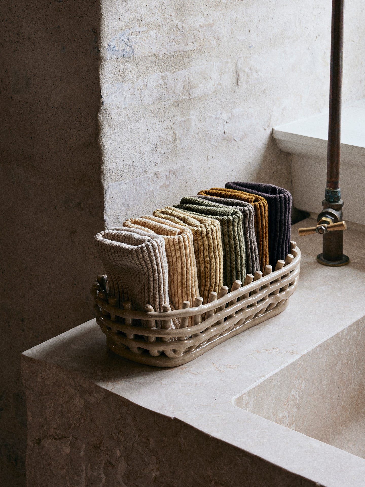 Ceramic Basket - Oval in Cashmere by Ferm Living