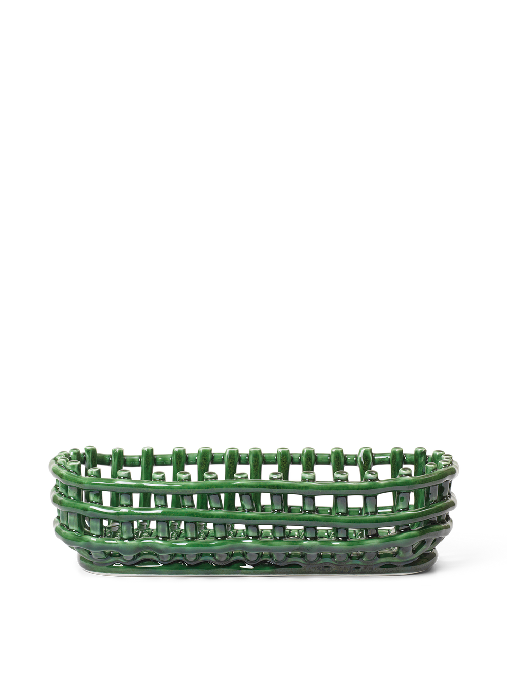Ceramic Basket - Oval - Emerald Green