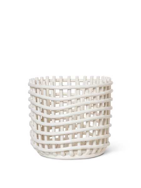 Ceramic Basket in Off-White - Large by Ferm Living